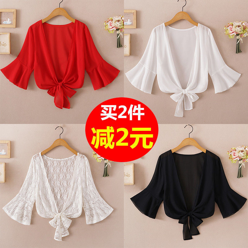 Summer Women’s Chiffon Sun Protection Cardigan – Lightweight Short-Sleeve Shawl Jacket