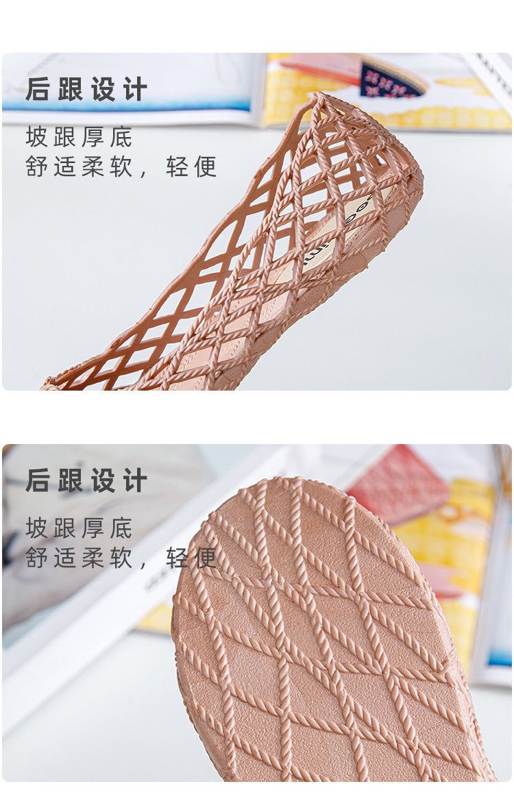 Plastic Sandals Women's 2022 New Summer Outer Wear Nurse Soft-soled Mother Shoes Hollow Non-slip Top Flat Hole Shoes