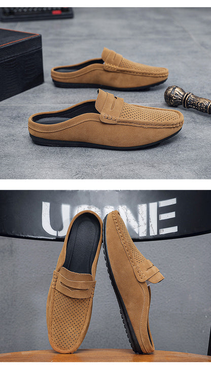 Men's Beanie Shoes, Half-Cup Breathable Toe-Toe Slip-Ons, Slip-On Half-Slippers, Men's Heelless Loafers for Men