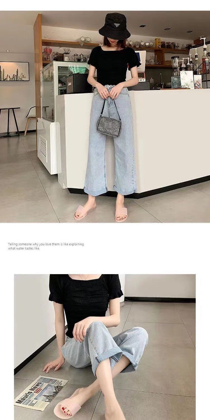 Summer New Crystal Slippers for Women, Large Size, Fashionable Jelly Outer Wear, Casual Home Couple, Deodorant Flip Flops, Cross-Border