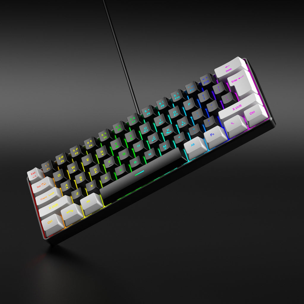 61 key RGB game wired keyboard mouse suit colorful MINI non-mechanical film black and white computer keyboard