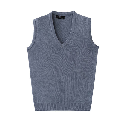 V-Neck New Middle-Aged Wool Vest Gentleman Men's Pullover Knitted Vest Business Knitted Knitwear Sleeveless Men