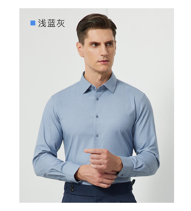 Men's Long-Sleeved Shirt Made of Sheep Wool, Machine Washable, Autumn and Winter 2025, Modal Thickened, Business High-End Casual Shirt