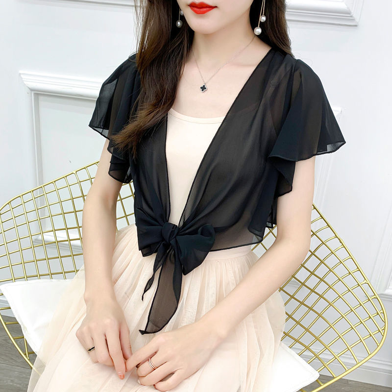 Summer Women’s Chiffon Sun Protection Cardigan – Lightweight Short-Sleeve Shawl Jacket