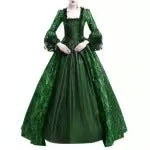 New Large Size Retro Palace Medieval Dress with Lace Splicing and Bell Sleeves for Women's Stage Performance, in Stock