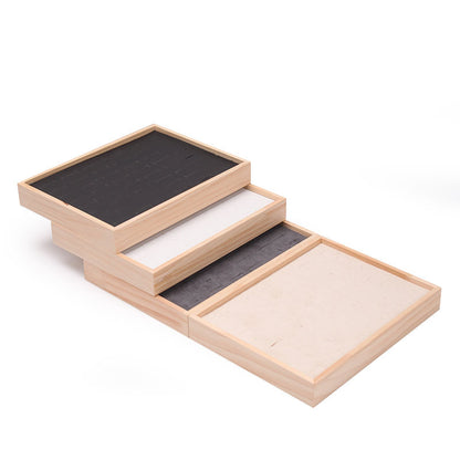 Simple solid wood small size hundred ring plate ring pair ring diamond ring silver ring ear studs storage display tray 48-bit plate