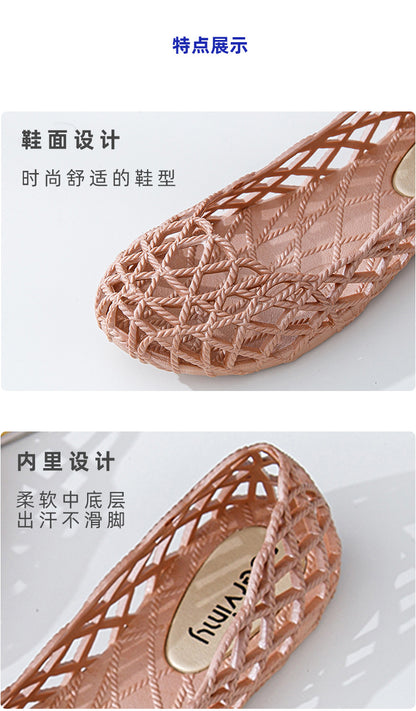 Plastic Sandals Women's 2022 New Summer Outer Wear Nurse Soft-soled Mother Shoes Hollow Non-slip Top Flat Hole Shoes