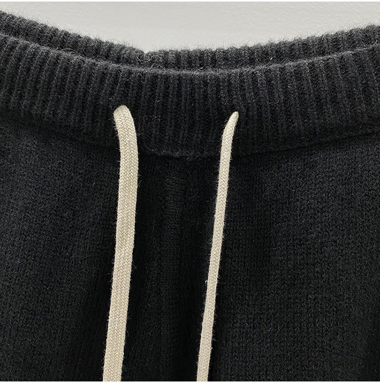 Men’s Dark Style Wool Knit Shorts – Black & Gray Casual Fashion Shorts, Comfortable Stylish Everyday Wear
