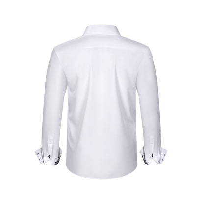 Cross-Border Four-Way Stretch Men's Shirt Polka Dot Color Matching Design Double-Breasted Shirt Men's Amazon Hot Style