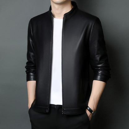 Innoobani | Popular Men's Stand Collar Ecological Leather Jacket High Quality Leather Jacket Men's Jacket | Thin and Thick Optional 2336