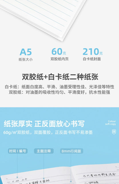 Deli Notebook B5 Large A4 Notepad Thickeneded Soft Copy A5 Simple Business Exercise Book Soft Surface Copy