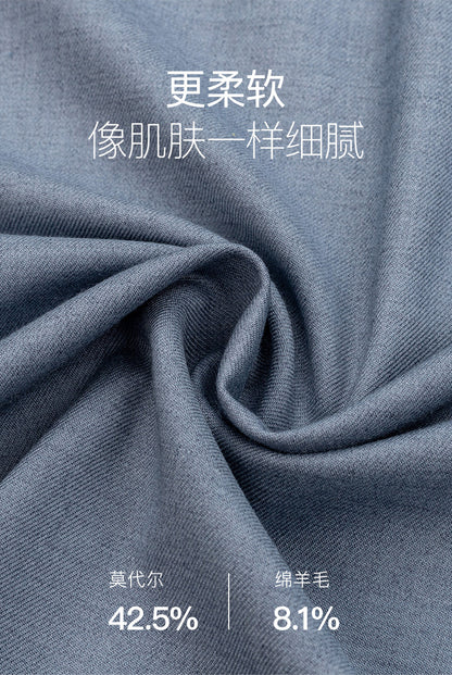 Men's Long-Sleeved Shirt Made of Sheep Wool, Machine Washable, Autumn and Winter 2025, Modal Thickened, Business High-End Casual Shirt