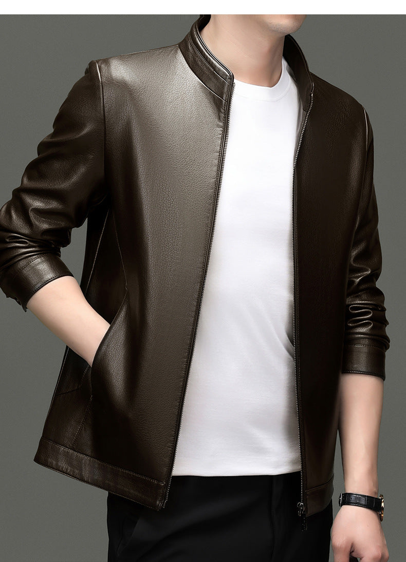 Innoobani | Popular Men's Stand Collar Ecological Leather Jacket High Quality Leather Jacket Men's Jacket | Thin and Thick Optional 2336