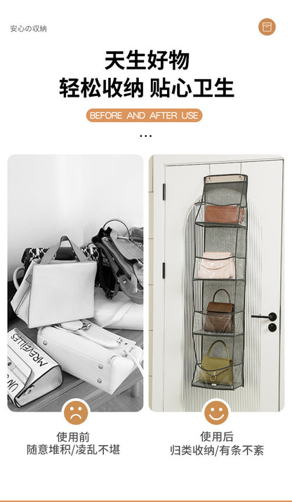 Wall-Mounted Storage Hanging Bag Behind the Door, Multi-Layered Dormitory Storage, Multifunctional Clothing and Toy Plastic Bag Storage Bag