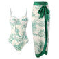 2025 European and American New Style One-Piece Swimsuit for Women, Slim-Fitting, Retro Tie-Up, Sun-Protective Long Skirt Two-Piece Set, Hard-Packed Swimsuit