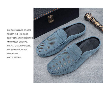 Men's Beanie Shoes, Half-Cup Breathable Toe-Toe Slip-Ons, Slip-On Half-Slippers, Men's Heelless Loafers for Men