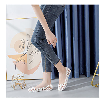 Plastic Sandals Women's 2022 New Summer Outer Wear Nurse Soft-soled Mother Shoes Hollow Non-slip Top Flat Hole Shoes