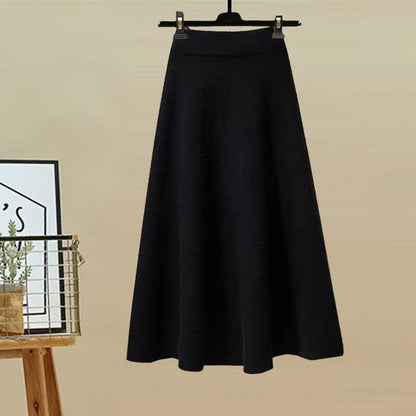 Autumn and Winter Women's Suit 2025 New Design High-Neck Knitted Sweater and Slimming Skirt Two-Piece Set