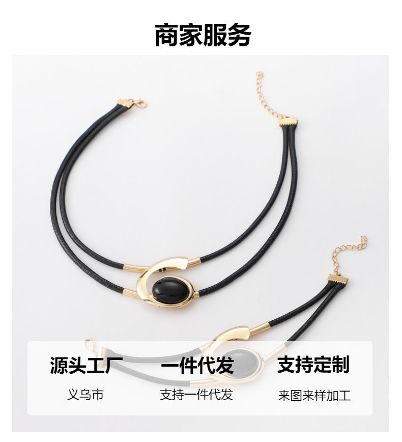 Bohemian Style Necklace Bracelet Set Black Acrylic Snail Set Combination Ladies Necklace Bracelet
