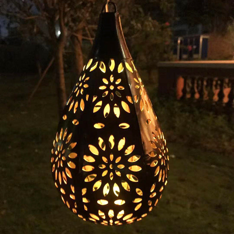 Cross-Border Iron Solar Light Pendant Drop-Shaped Garden Light Outdoor Light Garden Decorative Light Led Manufacturer Supply