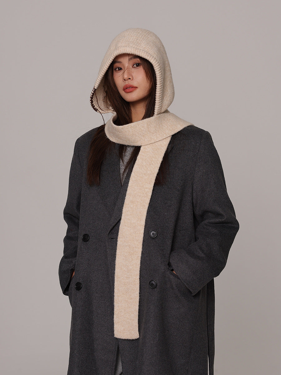 Autumn and winter new high-grade balaclava cap women's outer tie thick knitted warm earmuffs wool hat