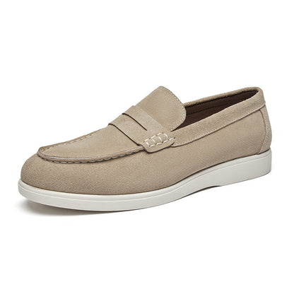 British Style Anti-Velvet Genuine Leather Frosted Loafers Men's Lazy Bean Shoes Slip-on Foil Casual Men's Shoes