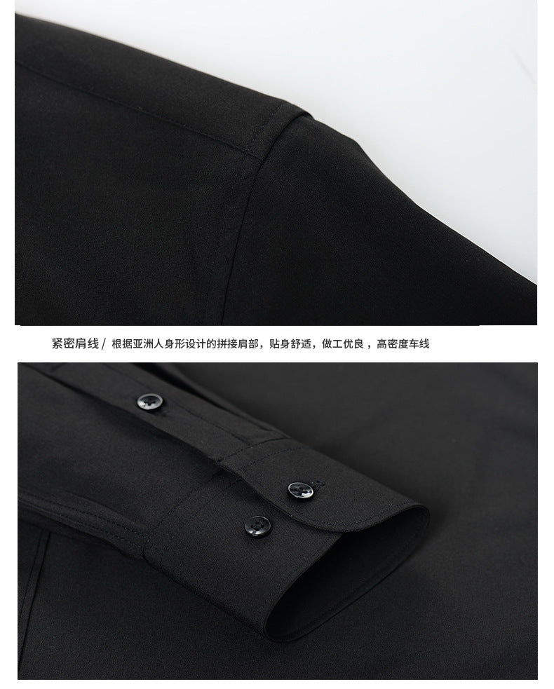 Cross-Border Four-Way Stretch Shirt Men's Shirt Wrinkle-Free and Anti-Wrinkle Amazon Export Thin Cardigan Long-Sleeved Shirt for Men