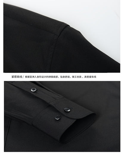 Cross-Border Four-Way Stretch Shirt Men's Shirt Wrinkle-Free and Anti-Wrinkle Amazon Export Thin Cardigan Long-Sleeved Shirt for Men