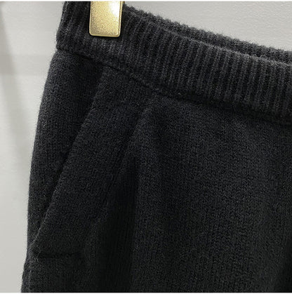 Men’s Dark Style Wool Knit Shorts – Black & Gray Casual Fashion Shorts, Comfortable Stylish Everyday Wear