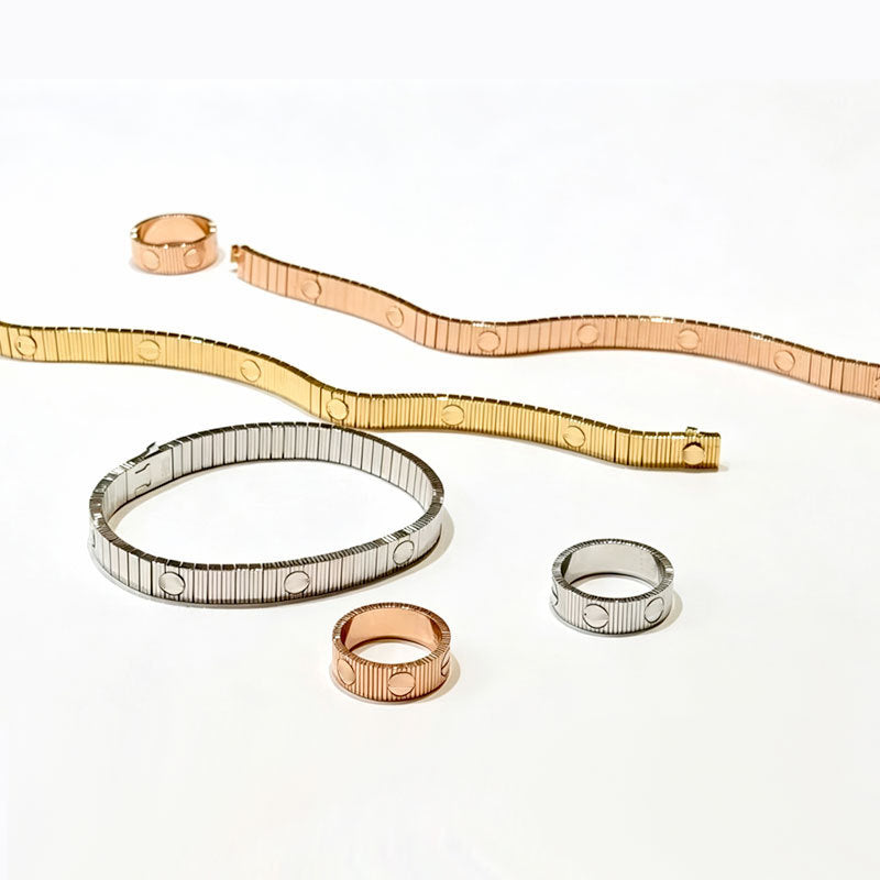 New Style Striped Screw Bracelet, Stainless Steel Plated with 18K Gold, Waterproof, Non-Fading, Titanium Steel High-End Luxury Bracelet