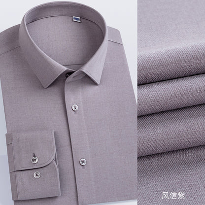 Men's Long-Sleeved Shirt Made of Sheep Wool, Machine Washable, Autumn and Winter 2025, Modal Thickened, Business High-End Casual Shirt