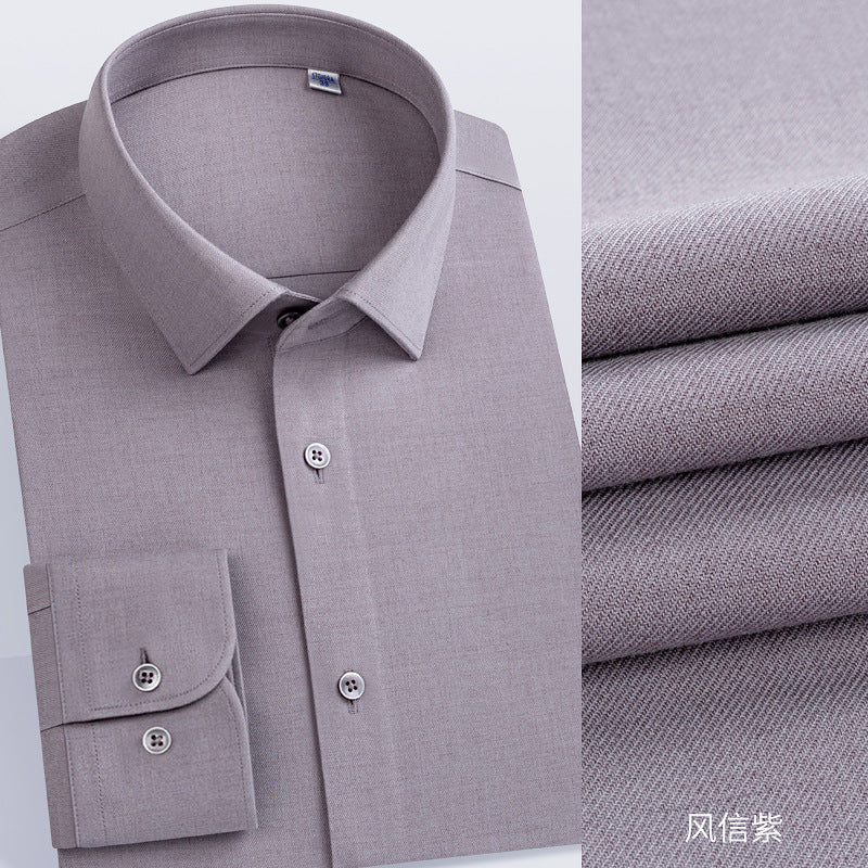 Men's Long-Sleeved Shirt Made of Sheep Wool, Machine Washable, Autumn and Winter 2025, Modal Thickened, Business High-End Casual Shirt