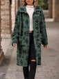 Flash velvet 2023 cross-border autumn and winter new European and American women's single-breasted ethnic style printed plush long coat coat