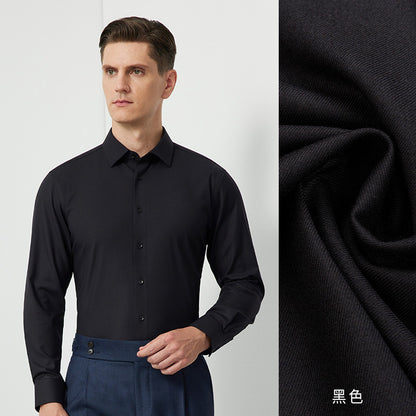 Men's Long-Sleeved Shirt Made of Sheep Wool, Machine Washable, Autumn and Winter 2025, Modal Thickened, Business High-End Casual Shirt