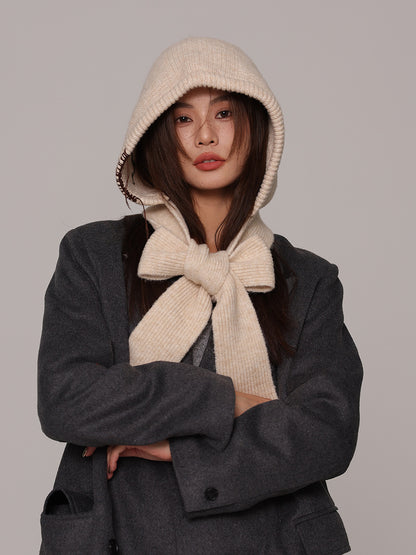 Autumn and winter new high-grade balaclava cap women's outer tie thick knitted warm earmuffs wool hat