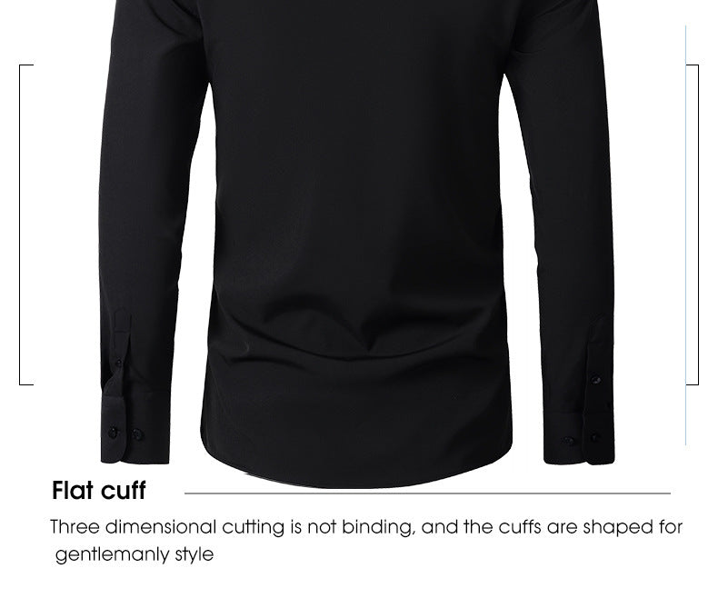 Cross-Border Four-Way Stretch Shirt Men's Shirt Wrinkle-Free and Anti-Wrinkle Amazon Export Thin Cardigan Long-Sleeved Shirt for Men