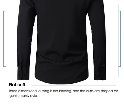 Cross-Border Four-Way Stretch Shirt Men's Shirt Wrinkle-Free and Anti-Wrinkle Amazon Export Thin Cardigan Long-Sleeved Shirt for Men