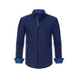 Cross-Border Four-Way Stretch Men's Shirt Polka Dot Color Matching Design Double-Breasted Shirt Men's Amazon Hot Style