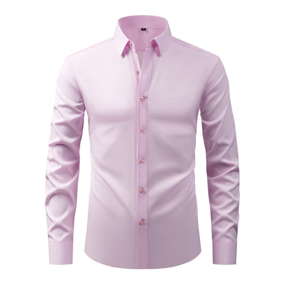 Cross-Border Four-Way Stretch Shirt Men's Shirt Wrinkle-Free and Anti-Wrinkle Amazon Export Thin Cardigan Long-Sleeved Shirt for Men