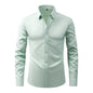 Cross-Border Lightweight Stretchy Plus-Size Men's Shirts, Wrinkle-Resistant Long-Sleeve Shirts, Amazon Cardigan Long-Sleeve Shirts for Men