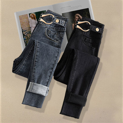 Plus Size Women's Autumn and Winter Suit 2025 New Stylish Patchwork Knitted Sweater Slimming Jeans Two-Piece Set