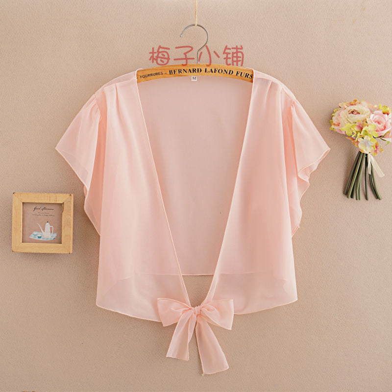 Summer Women’s Chiffon Sun Protection Cardigan – Lightweight Short-Sleeve Shawl Jacket
