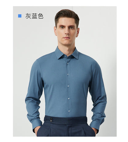 Men's Long-Sleeved Shirt Made of Sheep Wool, Machine Washable, Autumn and Winter 2025, Modal Thickened, Business High-End Casual Shirt