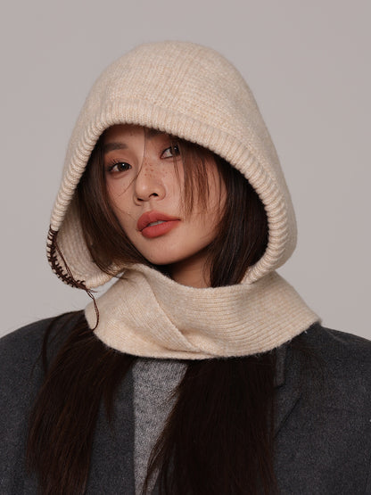Autumn and winter new high-grade balaclava cap women's outer tie thick knitted warm earmuffs wool hat
