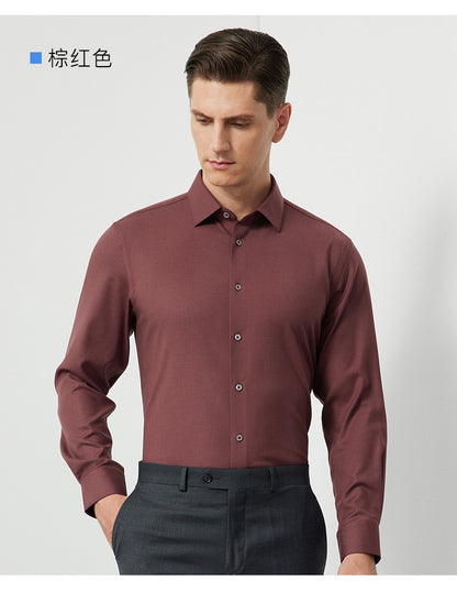 Men's Long-Sleeved Shirt Made of Sheep Wool, Machine Washable, Autumn and Winter 2025, Modal Thickened, Business High-End Casual Shirt