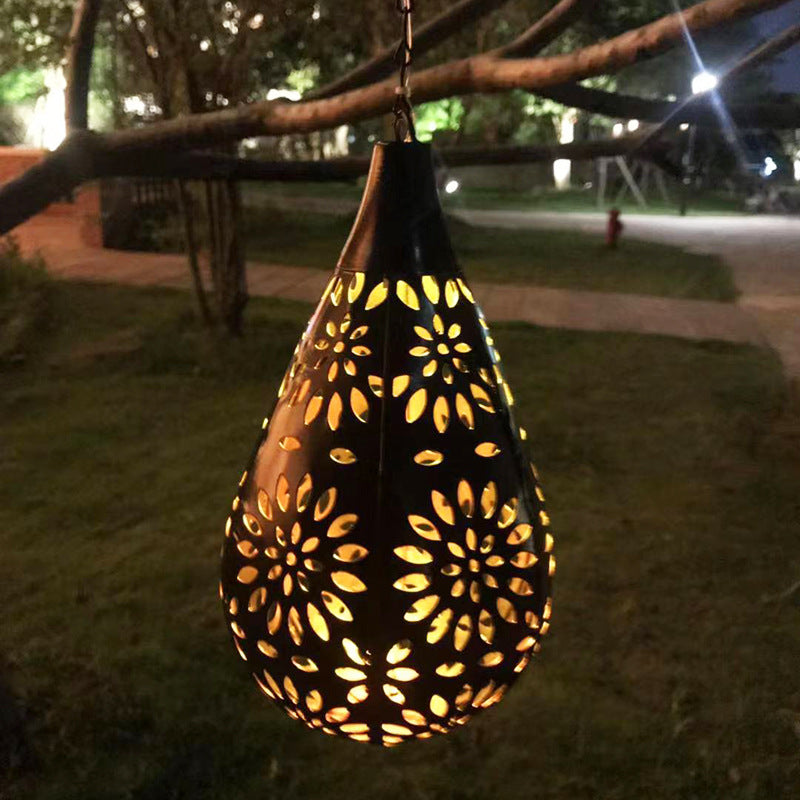 Cross-Border Iron Solar Light Pendant Drop-Shaped Garden Light Outdoor Light Garden Decorative Light Led Manufacturer Supply