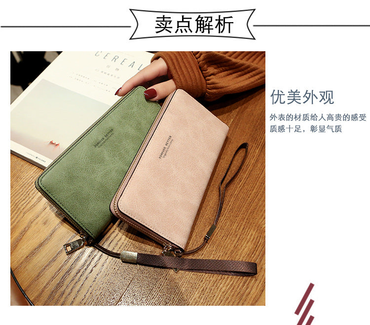 Lonny Women's Hand-Held Long Wallet Korean Style Handbag Multi-Functional Card Holder Mobile Phone Bag Coin Purse Women's Wallet