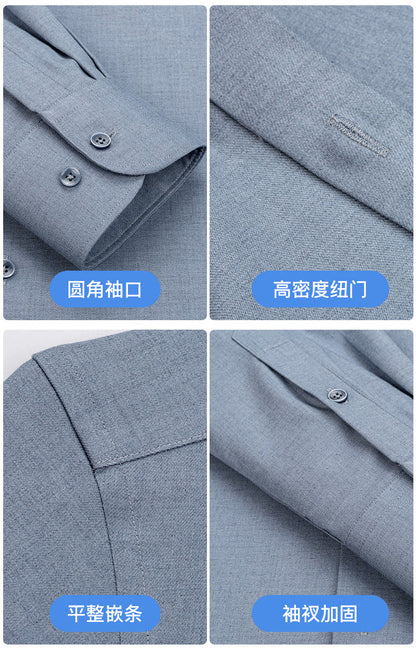Men's Long-Sleeved Shirt Made of Sheep Wool, Machine Washable, Autumn and Winter 2025, Modal Thickened, Business High-End Casual Shirt
