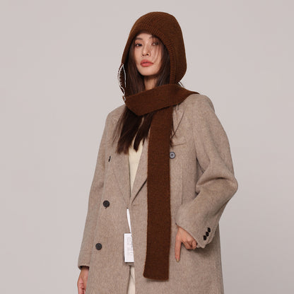 Autumn and winter new high-grade balaclava cap women's outer tie thick knitted warm earmuffs wool hat