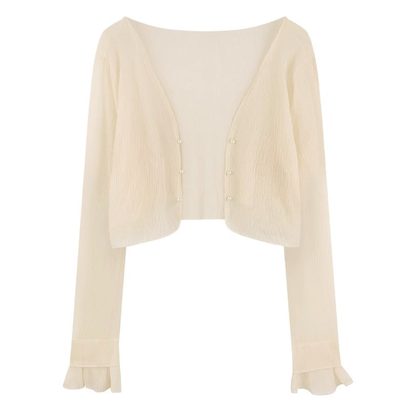 Mint Mambo Sunscreen Cardigan Women's Thin Small Shawl Summer Sling Skirt Outer Blouse Tulle Top